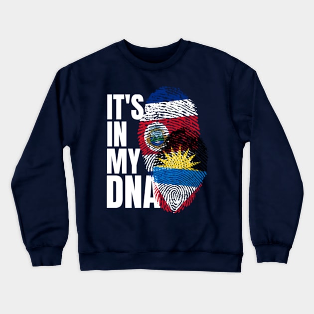 Antigua And Costa Rican DNA Mix Flag Heritage Gift Crewneck Sweatshirt by Just Rep It!!